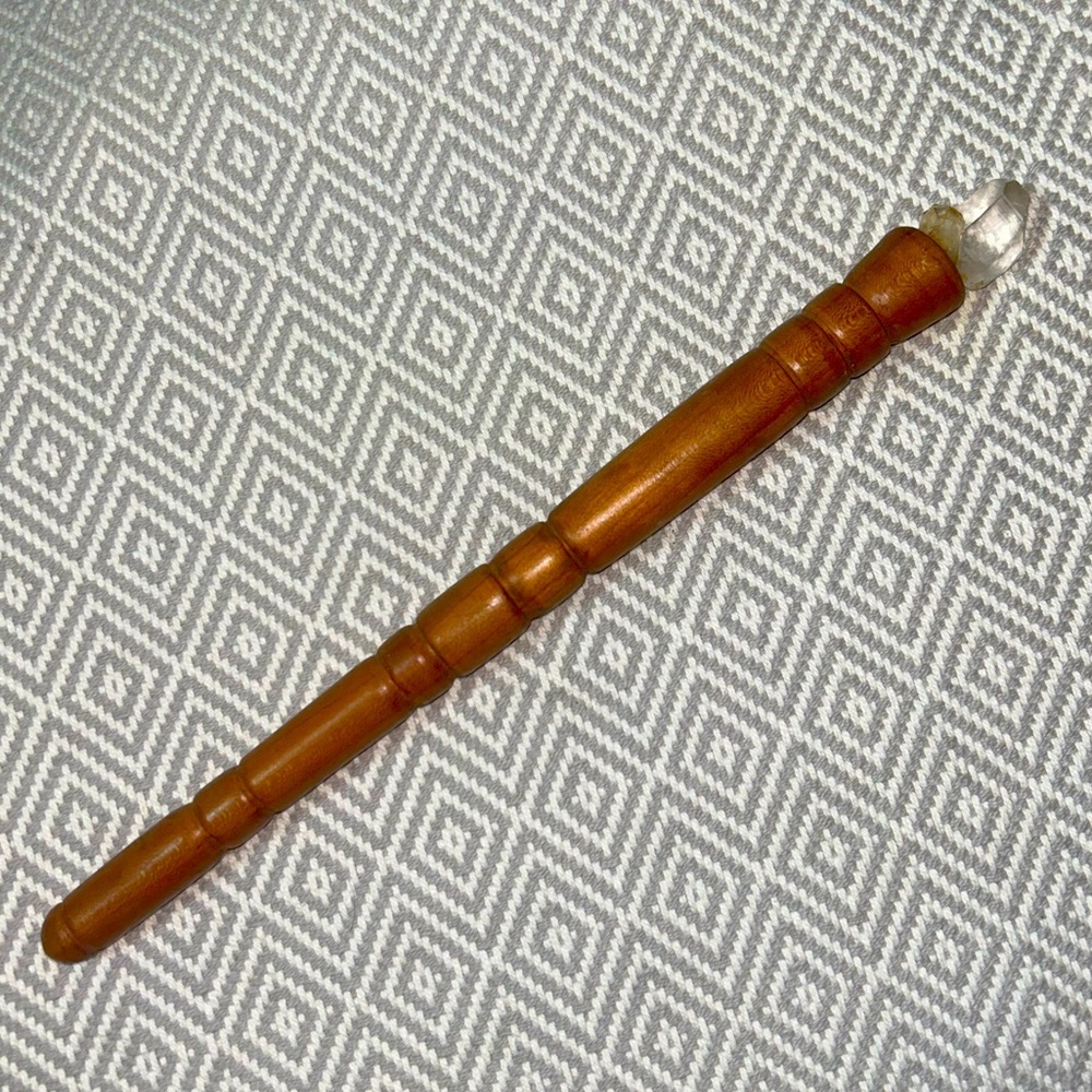 Hand-crafted Cherry Wood Clear Quartz Wand